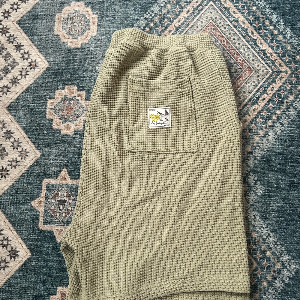Olive Green Waffle Knit Shorts
